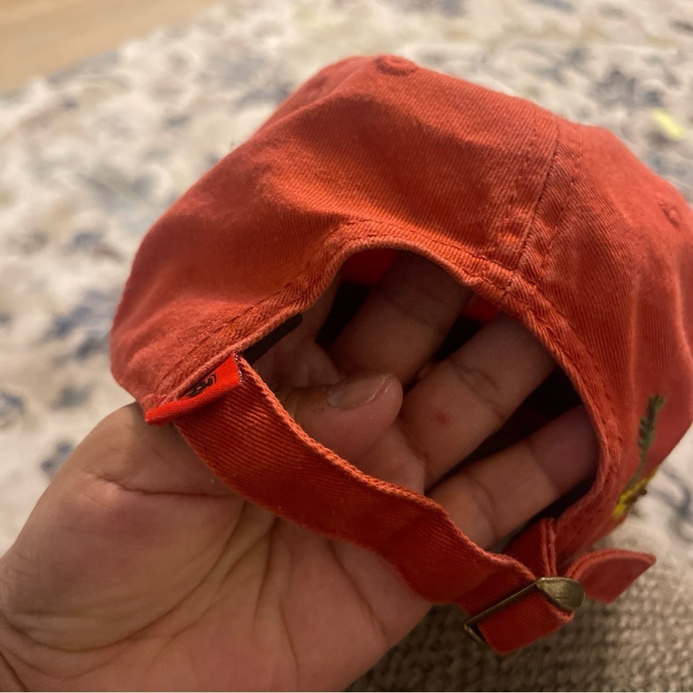 Embroidered Floral Orange Cap - Picture 3 of 8